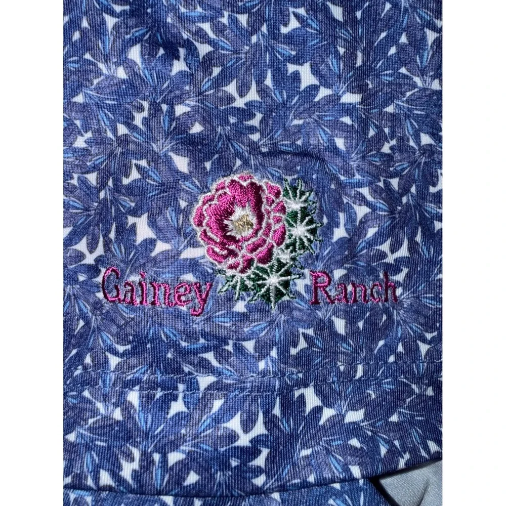 Johnnie-O Mens XXL Blue Floral Performance Polo Shirt Gainey Ranch UPF 50 Golf - Picture 2 of 10